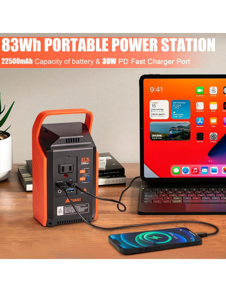 Estación de Energía Portátil Takki 83Wh, Generador Solar 80W