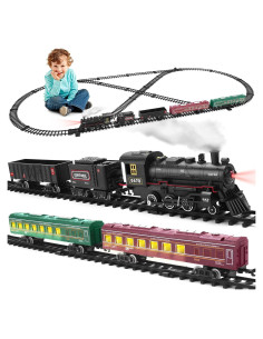 Juego de tren eléctrico LICHENGFENG con locomotora y vagones