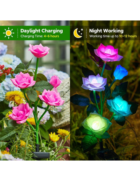 Luces Solares de Jardín RECHOO 3 Flores LED Multicolor
