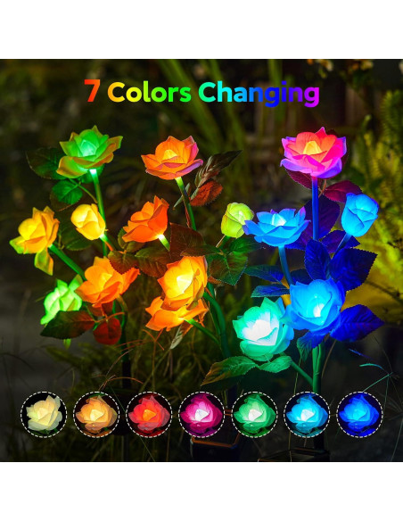 Luces Solares de Jardín RECHOO 3 Flores LED Multicolor
