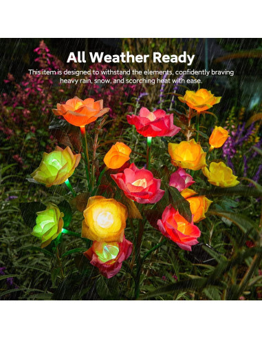 Luces Solares de Jardín RECHOO 3 Flores LED Multicolor