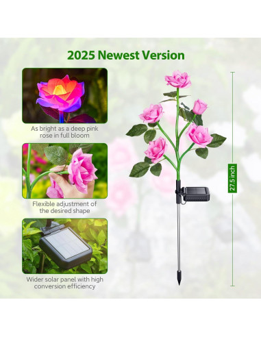 Luces Solares de Jardín RECHOO 3 Flores LED Multicolor