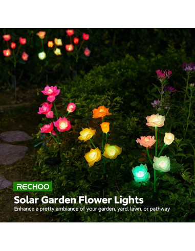 Luces Solares de Jardín RECHOO 3 Flores LED Multicolor