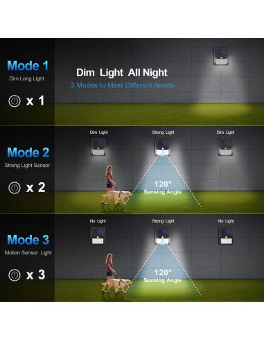 Luces Solares Exteriores SEZAC 6Pack 3 Modos IP65