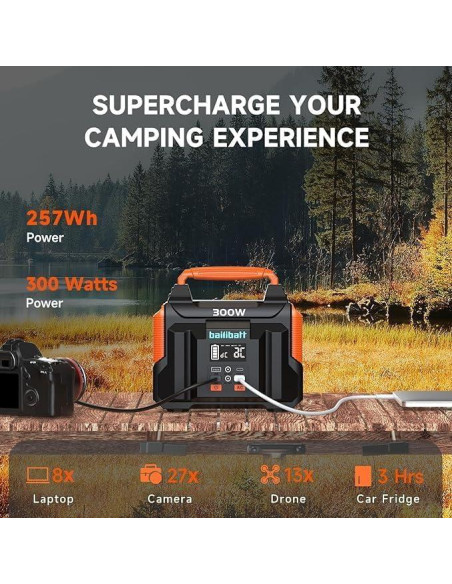 Estación de Energía Portátil Bailibatt 300W 257Wh para Camping