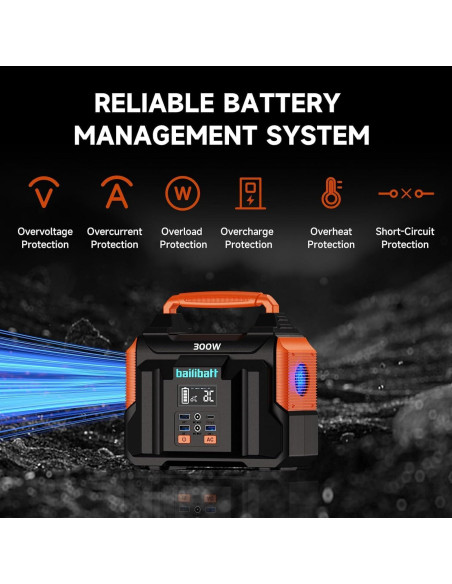 Estación de Energía Portátil Bailibatt 300W 257Wh para Camping