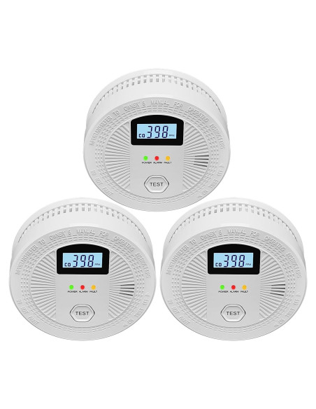 Detector de Humo y Monóxido JNHCD 3-Pack con Pantalla Digital