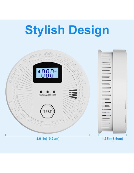 Detector de Humo y Monóxido JNHCD 3-Pack con Pantalla Digital