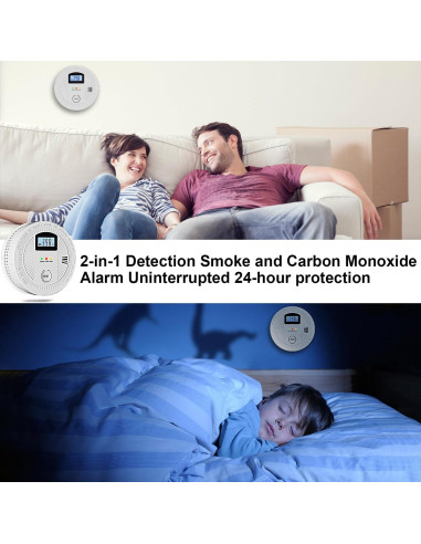 Detector de Humo y Monóxido JNHCD 3-Pack con Pantalla Digital