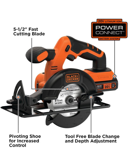 Sierra Circular Inalámbrica BLACK+DECKER 20V 13.97 cm con Batería