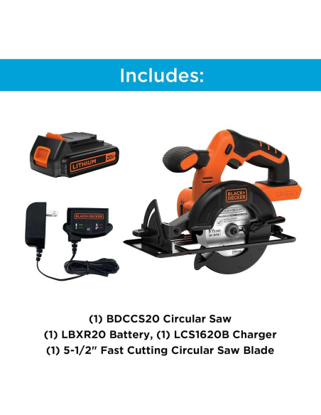 Sierra Circular Inalámbrica BLACK+DECKER 20V 13.97 cm con Batería
