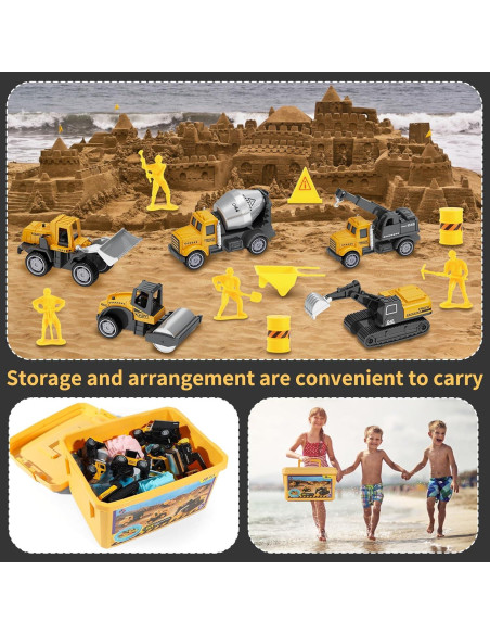 Kit de Arena de Construcción HONGTUO con 8 Vehículos y Moldes