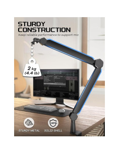 FIFINE Brazo de Micrófono BM66 Ajustable con Canal de Cables 2