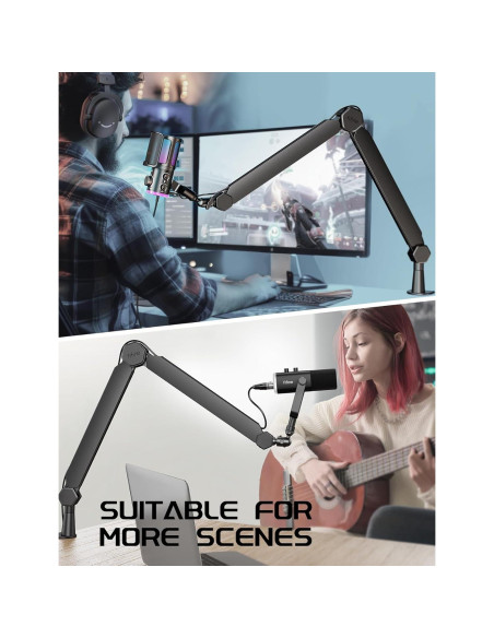 FIFINE Brazo de Micrófono BM66 Ajustable con Canal de Cables