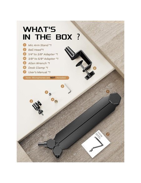 FIFINE Brazo de Micrófono BM66 Ajustable con Canal de Cables