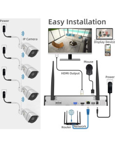 Sistema de Cámara de Seguridad Inalámbrico Firstrend 1080P 4 Cámaras 2