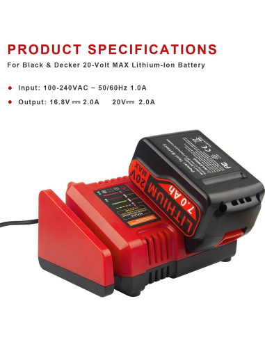 Cargador Rápido 20V BLACK+DECKER BDCAC202B Li-Ion