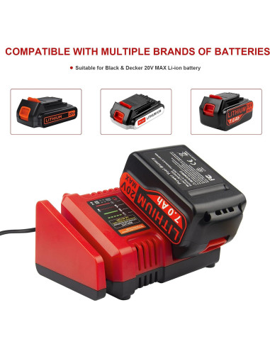 Cargador Rápido 20V BLACK+DECKER BDCAC202B Li-Ion
