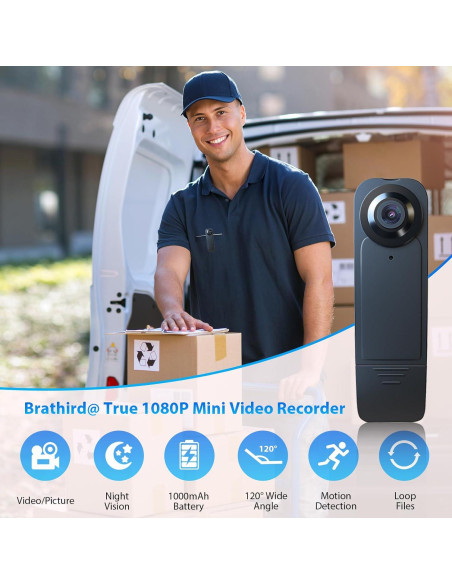 Mini Cámara Corporal Brathird F64 1080P HD 64GB Batería 6H