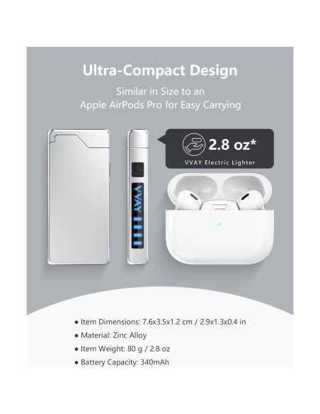 Encendedor Eléctrico VVAY 168S Recargable USB C a Prueba de Viento