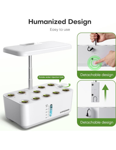 Cultivo Hidropónico Ahopegarden 10 Cápsulas con Luz LED
