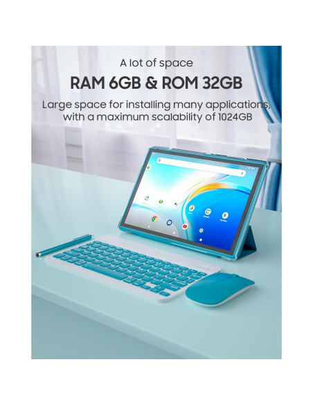 Tableta 2 en 1 ATOZEE Android 14 10.1" 6GB 32GB WiFi