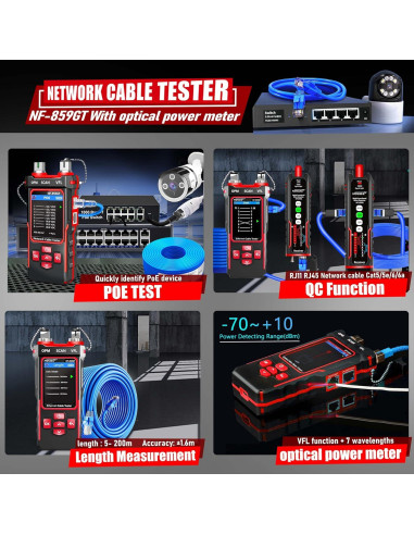 Probador de Cable de Red NF-859GT con Medidor de Potencia Óptica