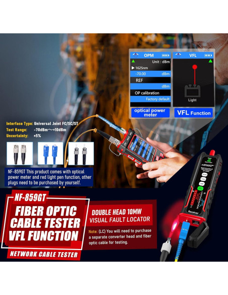 Probador de Cable de Red NF-859GT con Medidor de Potencia Óptica