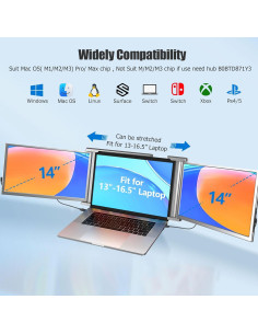 Extensor de Pantalla FHH S1 14" FHD 1080P Doble Portátil 2