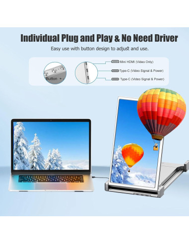 Extensor de Pantalla FHH S1 14" FHD 1080P Doble Portátil