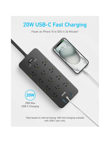 Regleta de Alimentación Anker 351 con 12 Salidas AC y USB