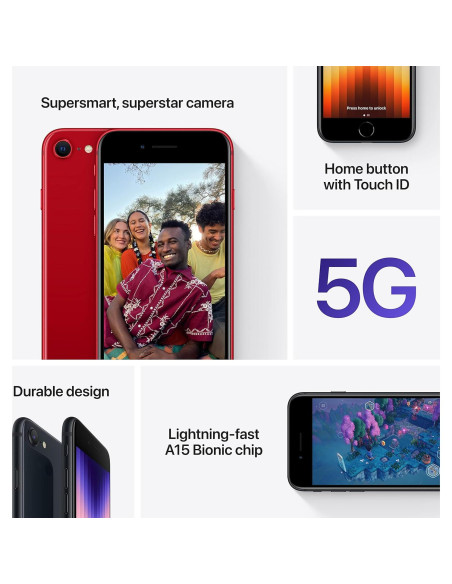 iPhone SE 2022 Apple 64GB Medianoche 4.7" Retina HD