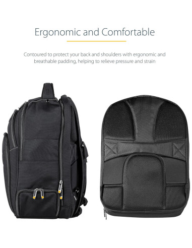 Mochila Unisex StarTech.com 15.6" Ergonomica Nylon Negra