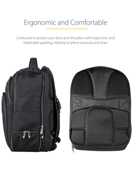 Mochila Unisex StarTech.com 15.6" Ergonomica Nylon Negra