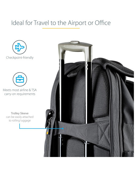Mochila Unisex StarTech.com 15.6" Ergonomica Nylon Negra