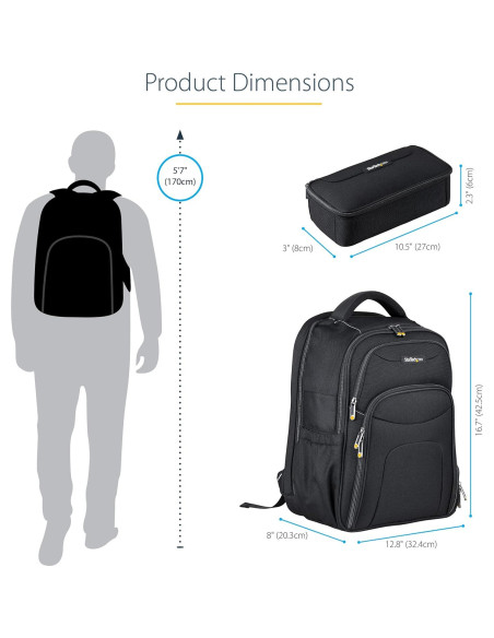 Mochila Unisex StarTech.com 15.6" Ergonomica Nylon Negra
