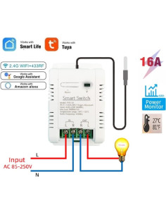 Interruptor Inteligente WiFi 16A MHCOZY con Sensor de Temperatura 2