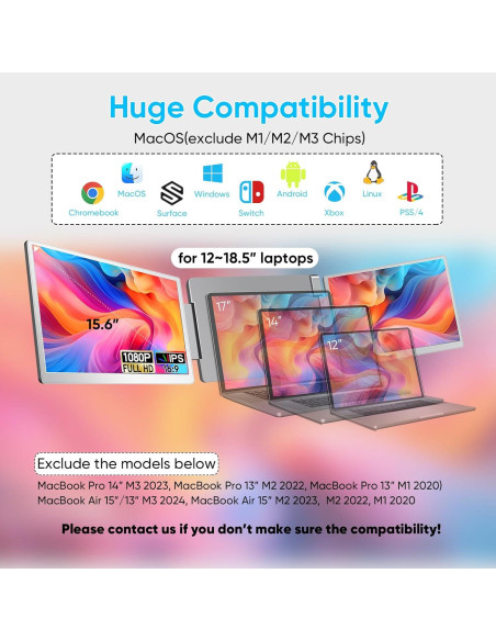 Extensor de Pantalla LXU 15.6" FHD IPS para Laptop