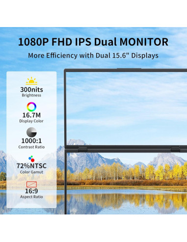 Extensor de Pantalla Doble 15.6" FHD Pornitor USB-C