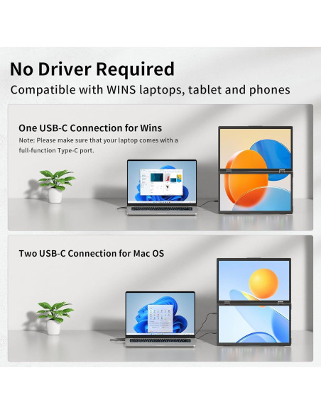 Extensor de Pantalla Doble 15.6" FHD Pornitor USB-C