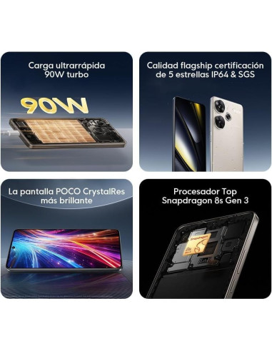 Xiaomi Poco F6 5G Titanio 512GB 12GB Cámara 50MP