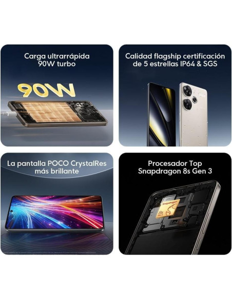 Xiaomi Poco F6 5G Titanio 512GB 12GB Cámara 50MP