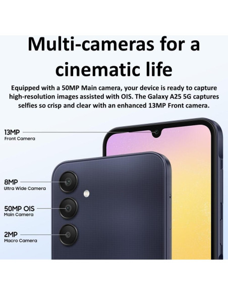 Samsung Galaxy A25 5G, 256GB, 8GB RAM, Dual SIM, Negro
