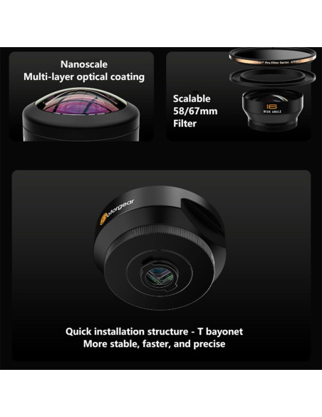 Lente Adicional Profesional 16mm Gran Angular para Móviles