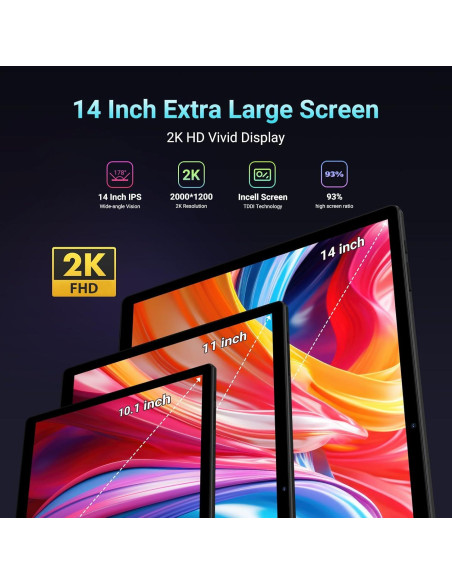 Tableta POWMUS DM141 14" 2K 256GB 36GB RAM 5G Gris