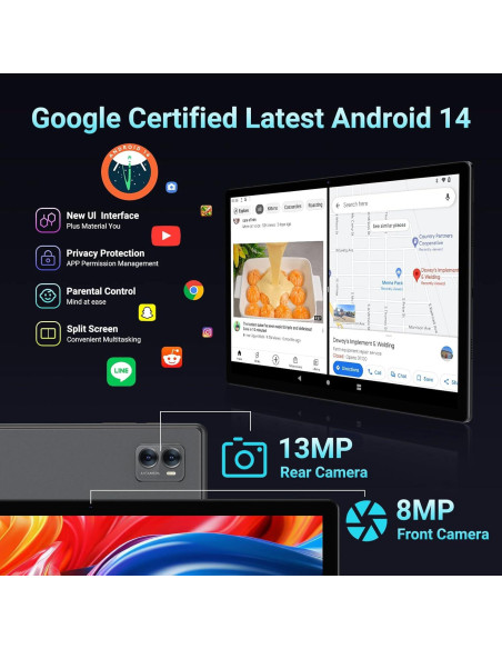 Tableta POWMUS DM141 14" 2K 256GB 36GB RAM 5G Gris