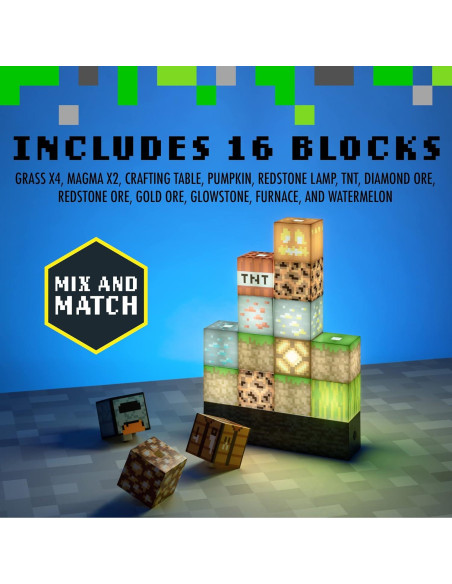 Luz Nocturna de Bloque de Construcción Minecraft Paladone 16x16cm