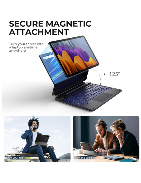 Funda teclado Dexnor para Galaxy Tab S9 FE 10.9" - Negro