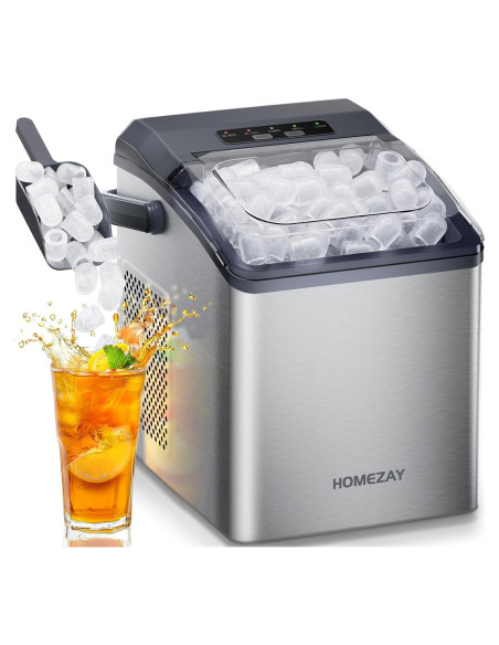 Fabricador de Hielo HOMEZAY 9 Cubos en 6 Min, Plata
