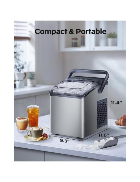 Fabricador de Hielo HOMEZAY 9 Cubos en 6 Min, Plata